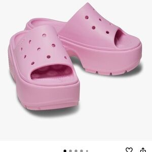 GUC crocs platform stomp slide sz 8 in pink tweed